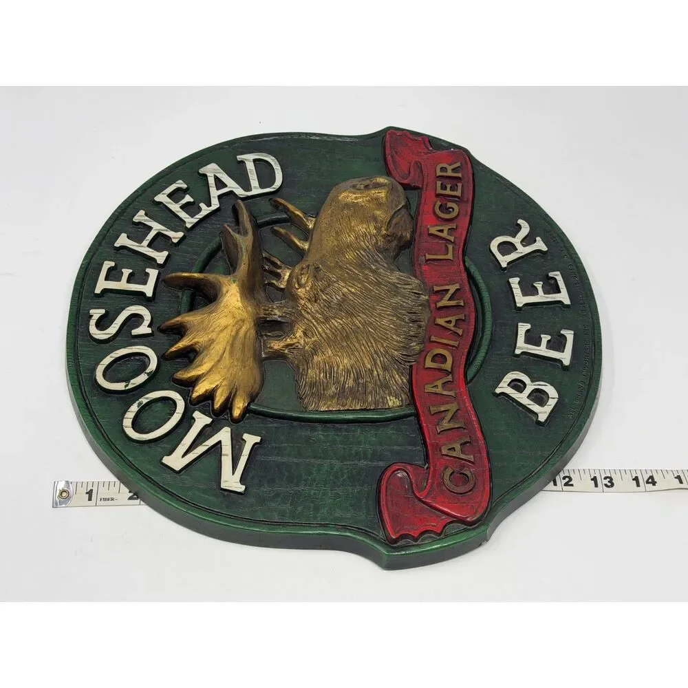 Vintage Moosehead Beer Sign Wall Plaque Canadian Lager (Bar Man Cave) 13” x 14”
